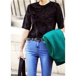 Round-neck Velvet Top