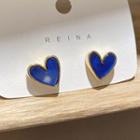 Heart Alloy Earring 1 Pair - Blue - One Size