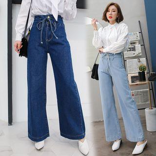 Tie Waist Wide-leg Jeans