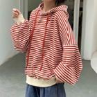 Oversize Stripe Lantern Sleeve Hoodie