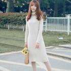 Turtleneck Knit Dress Beige Almond - One Size
