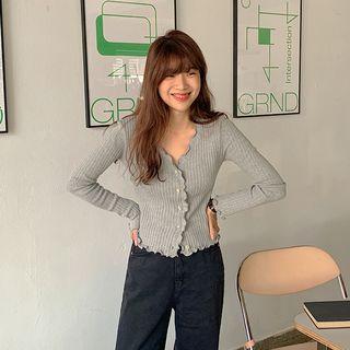 V-neck Cardigan Light Gray - One Size