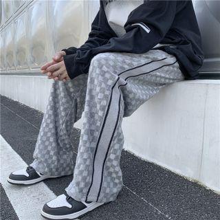 Check Wide-leg Sweatpants