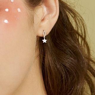 925 Sterling Silver Rhombus & Star Dangle Earring As Shown In Figure - One Size