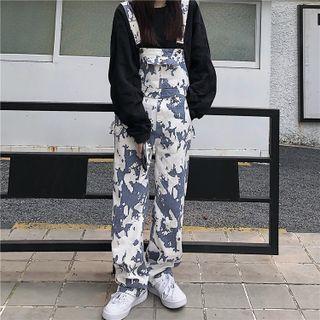 Tie-dyed Wide Leg Denim Dungaree
