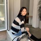 Striped Light Woolen Sweater Black - One Size