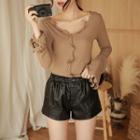 Long-sleeve Frill Trim T-shirt