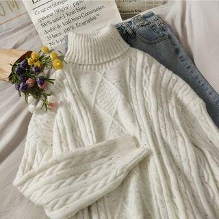 Turtleneck Loose-fit Sweater White - One Size
