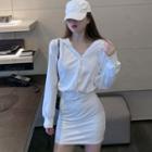 Mini Bodycon Hoodie Dress White - One Size