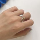 925 Sterling Silver Layered Open Ring K683 - Silver - One Size