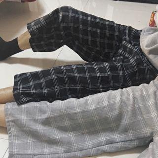 Wide Leg Checked Pants