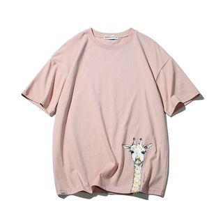 Giraffe Print Knit T-shirt