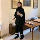 One-button Blazer / Mock-turtleneck Long-sleeve T-shirt / Wide Leg Knit Pants