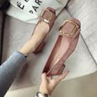 Square-toe Buckled Low Heel Pumps