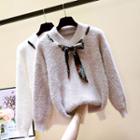 Long-sleeve Tie-neck Sweater