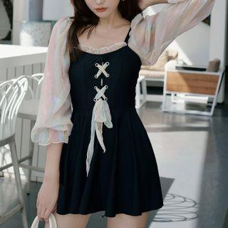 Long-sleeve Lace-up Swimdress