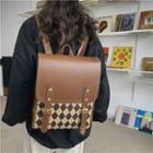 Argyle Panel Faux Leather Backpack
