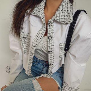 Faux-pearl Tweed-trim Cropped Jacket