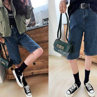 Zip-fly Denim Bermuda Shorts