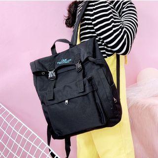 Embroidered Letter Buckled Backpack