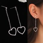 925 Sterling Silver Heart Dangle Earring 1 Pair - 925 Silver - Earrings - Love Heart - One Size