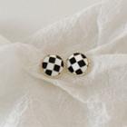Checkered Ear Stud 1 Pair - Black & White - One Size