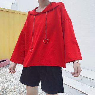Drop-shoulder Ring Detailed Hoodie