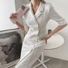 Double-breasted Stripe Midi Blazer Dress