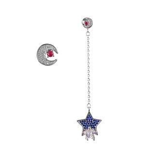 Non-matching Moon Star Drop Earring