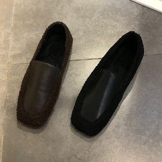 Faux Leather Paneled Loafers