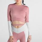 Long-sleeve Two-tone Sports Crop Top