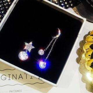 Non-matching Alloy Moon & Star Dangle Earring As Shown In Figure - One Size