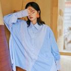 Blue Striped Irregular Patchwork Shirt