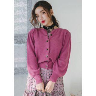 Buttoned Wool Blend Blouson Cardigan