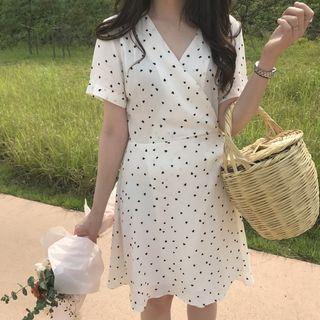 Heart Printed V-neck Dress