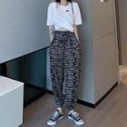 Short-sleeve Lettering T-shirt / Harem Sweatpants
