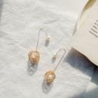 Caged Faux Pearl Wirework Dangle Earring Gold - One Size