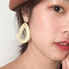 Straw Drop Earring 1 Pair - Beige & Grayish Brown - One Size