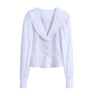 Ruffled Collar Button-up Blouse