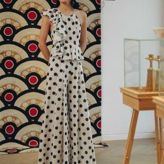 Dot Printed Wide-leg Jumpsuit