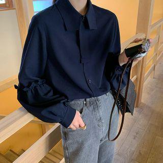 Bubble Sleeve Plain Shirt