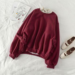 Frilled Long-sleeve Loose-fit Blouse / Bow-accent Loose-fit Sweatshirt