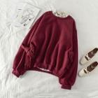 Frilled Long-sleeve Loose-fit Blouse / Bow-accent Loose-fit Sweatshirt