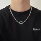 Geometric Faux Gemstone Stainless Steel Necklace