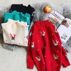 Long-sleeve Print Loose-fit Sweater