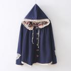 Hooded Button Jacket Navy Blue - One Size