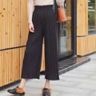 Textured Cropped Wide-leg Pants
