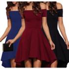 Off-shoulder Plain Minidress
