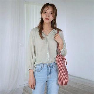 3/4-sleeve Shirred Blouse