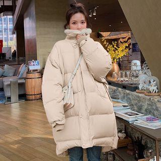Fleece Collar Padded Zip Coat
